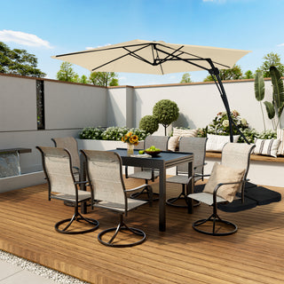 10FT Hexagonal Offset Patio Umbrella with Crank & Tilt, Available in Beige / Navy Blue / Tan / Red