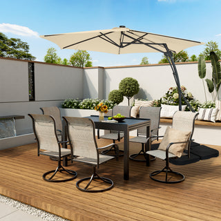 10FT Hexagonal Offset Patio Umbrella with Crank & Tilt, Available in Beige / Navy Blue / Tan / Red