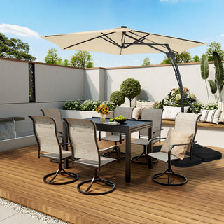 10FT Hexagonal Offset Patio Umbrella with Crank & Tilt, Available in Beige / Navy Blue / Tan / Red