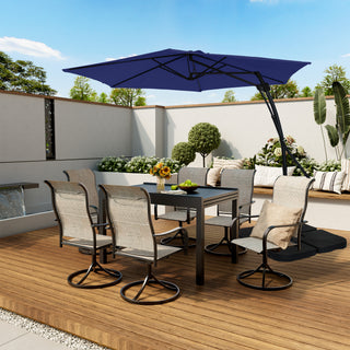 10FT Hexagonal Offset Patio Umbrella with Crank & Tilt, Available in Beige / Navy Blue / Tan / Red