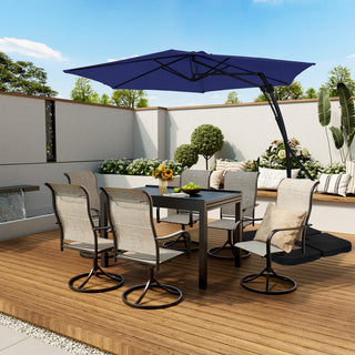 10FT Hexagonal Offset Patio Umbrella with Crank & Tilt, Available in Beige / Navy Blue / Tan / Red