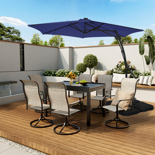 10FT Hexagonal Offset Patio Umbrella with Crank & Tilt, Available in Beige / Navy Blue / Tan / Red