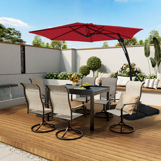 10FT Hexagonal Offset Patio Umbrella with Crank & Tilt, Available in Beige / Navy Blue / Tan / Red
