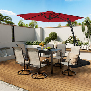 10FT Hexagonal Offset Patio Umbrella with Crank & Tilt, Available in Beige / Navy Blue / Tan / Red