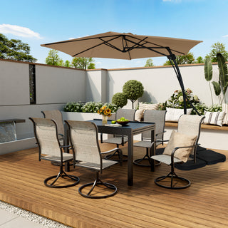 10FT Hexagonal Offset Patio Umbrella with Crank & Tilt, Available in Beige / Navy Blue / Tan / Red