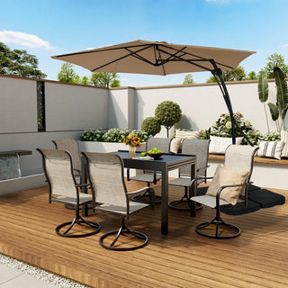 10FT Hexagonal Offset Patio Umbrella with Crank & Tilt, Available in Beige / Navy Blue / Tan / Red