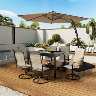 10FT Hexagonal Offset Patio Umbrella with Crank & Tilt, Available in Beige / Navy Blue / Tan / Red