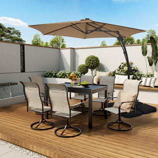 10FT Hexagonal Offset Patio Umbrella with Crank & Tilt, Available in Beige / Navy Blue / Tan / Red