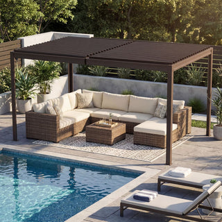 Aluminum Louvered Pergola with Adjustable Roof for Patio, Garden & Outdoor Living Space Shade Structure