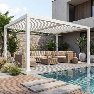 Aluminum Louvered Pergola with Adjustable Roof for Patio, Garden & Outdoor Living Space Shade Structure