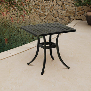 21" Square Lightweight Cast Aluminum Outdoor Side Table, Antique Bronze for Deck, Lawn & Garden