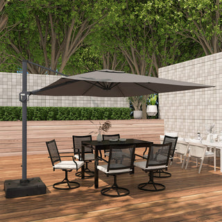 11FT Square Cantilever Patio Umbrella--Red, Navy Blue & Gray