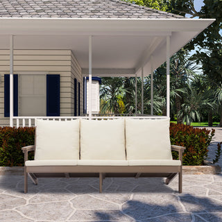 HIPS Wood-Look Outdoor Patio Sofa with Deep Cushions – Modern Garden & Balcony Seating