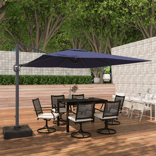 11FT Square Cantilever Patio Umbrella--Red, Navy Blue & Gray