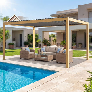 Aluminum Louvered Pergola with Adjustable Roof for Patio, Garden & Outdoor Living Space Shade Structure