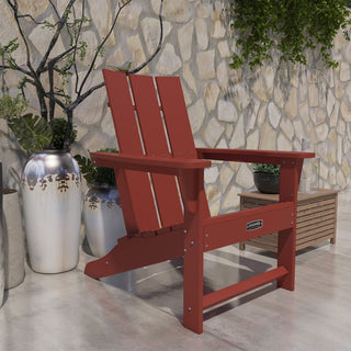4.7 Inch Wide Arm Modern Red Adirondack Chair, All Weather Plastic Patio Chair