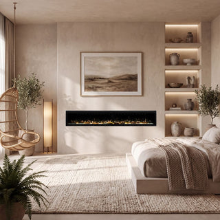 Smart Electric Fireplace with 13 Flame Colors, WiFi & Voice Control, 750W/1500W Heater, LED Ember Bed & Remote
