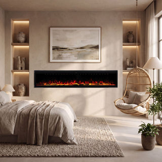 Smart Electric Fireplace with 13 Flame Colors, WiFi & Voice Control, 750W/1500W Heater, LED Ember Bed & Remote