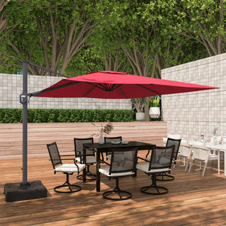 11FT Square Cantilever Patio Umbrella--Red, Navy Blue & Gray