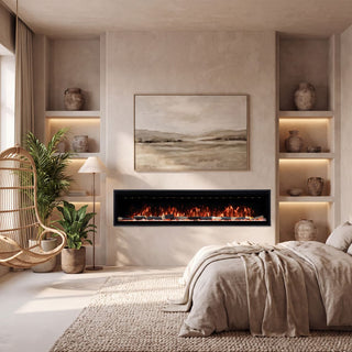 Smart Electric Fireplace with 13 Flame Colors, WiFi & Voice Control, 750W/1500W Heater, LED Ember Bed & Remote