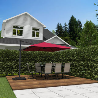 10 FT Square Cantilever Patio Umbrella - Red