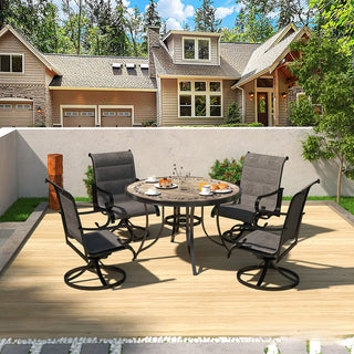 Mondawe 5-Piece Outdoor Aluminum Swivel Dining Set with Textilene Chairs & Round Table