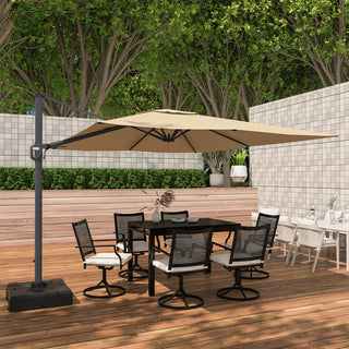 11FT Square Cantilever Patio Umbrella--Red, Navy Blue & Gray