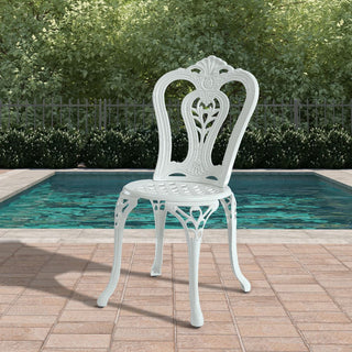 Mondawe 2-Piece Antique Bronze/White Cast Aluminum Stackable Outdoor Dining Chairs with Vintage European-Style Pattern for Patio & Garden