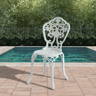 2-Piece Antique Bronze/White Cast Aluminum Stackable Outdoor Dining Chairs with Elegant European-Style Design for Patio & Garden
