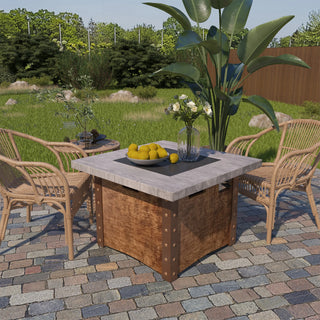 34.5 Inch Auto-Ignition Propane Fire Pit Table with Waterproof Cover