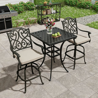 Square Outdoor Table Bar Stool 29-in W x 29-in L with Umbrella Hole