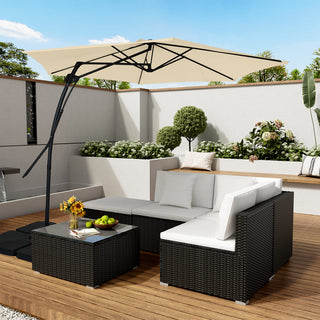 10FT Hexagonal Offset Patio Umbrella with Crank & Tilt, Available in Beige / Navy Blue / Tan / Red