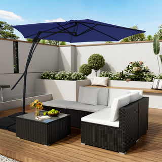 10FT Hexagonal Offset Patio Umbrella with Crank & Tilt, Available in Beige / Navy Blue / Tan / Red