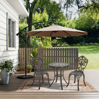3-Piece White/Bronze Cast Aluminum Outdoor Bistro Set with Round Ceramic Tile Tabletop & 2 Armless Chairs for Patio, Garden & Balcony