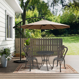 3-Piece White/Bronze Cast Aluminum Outdoor Bistro Set with Round Standard Height Table & 2 Armless Chairs for Patio, Garden & Balcony