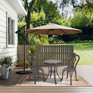 Mondawe 3-Piece White/Bronze Cast Aluminum Outdoor Bistro Set with Round Ceramic Tile Tabletop & 2 Armless Chairs for Patio & Garden