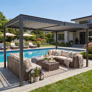 Aluminum Louvered Pergola with Adjustable Roof for Patio, Garden & Outdoor Living Space Shade Structure