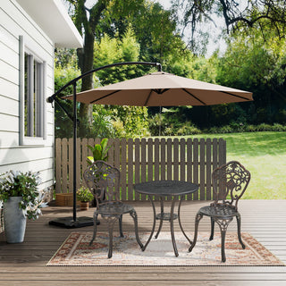 3-Piece Antique Bronze/White Cast Aluminum Outdoor Bistro Set with Round Table & 2 Armless Chairs for Patio, Garden & Balcony