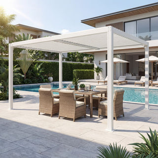Aluminum Louvered Pergola with Adjustable Roof for Patio, Garden & Outdoor Living Space Shade Structure