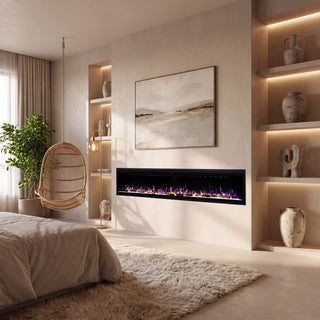 Smart Electric Fireplace with 13 Flame Colors, WiFi & Voice Control, 750W/1500W Heater, LED Ember Bed & Remote