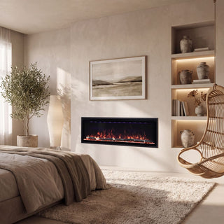 Smart Electric Fireplace with 13 Flame Colors, WiFi & Voice Control, 750W/1500W Heater, LED Ember Bed & Remote