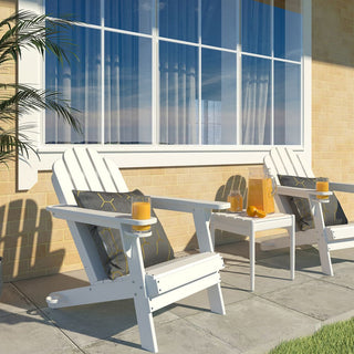 HDPE Plastic Adirondack Chair with Cup Holder and Umbrella Hole