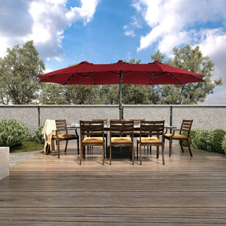 15FT Rectangular Outdoor Umbrella with LED Lights & Base – Day-to-Night Patio Shade for Backyard & Garden