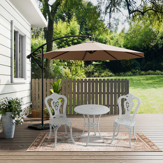 3-Piece White/Bronze Cast Aluminum Outdoor Bistro Set with Round Standard Height Table & 2 Armless Chairs for Patio, Garden & Balcony