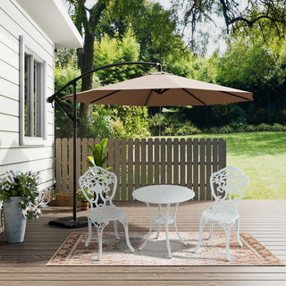 3-Piece Antique Bronze/White Cast Aluminum Outdoor Bistro Set with Round Table & 2 Armless Chairs for Patio, Garden & Balcony
