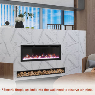 36 Inch Recessed Electric Fireplace Heater and Linear 1500W Adjustable 11 Flame