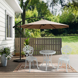 3-Piece White/Bronze Cast Aluminum Outdoor Bistro Set with Round Ceramic Tile Tabletop & 2 Armless Chairs for Patio, Garden & Balcony