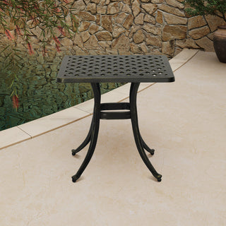 21" Square Lightweight Cast Aluminum Outdoor Side Table, Antique Bronze for Deck, Lawn & Garden