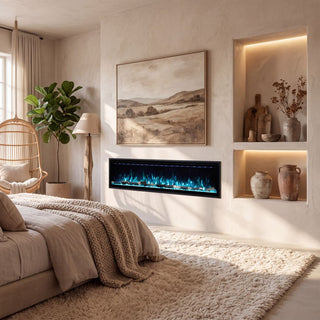 Smart Electric Fireplace with 13 Flame Colors, WiFi & Voice Control, 750W/1500W Heater, LED Ember Bed & Remote
