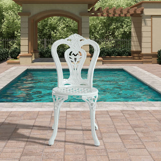 Mondawe 2-Piece Antique Bronze/White Cast Aluminum Stackable Outdoor Dining Chairs with Vintage European-Style Pattern for Patio & Garden